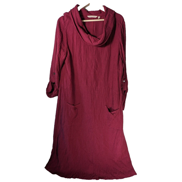 SOFT SURROUNDINGS Everly Cowl Neck Gauze Maxi Dress Size XL Berry Pink - Picture 4 of 10